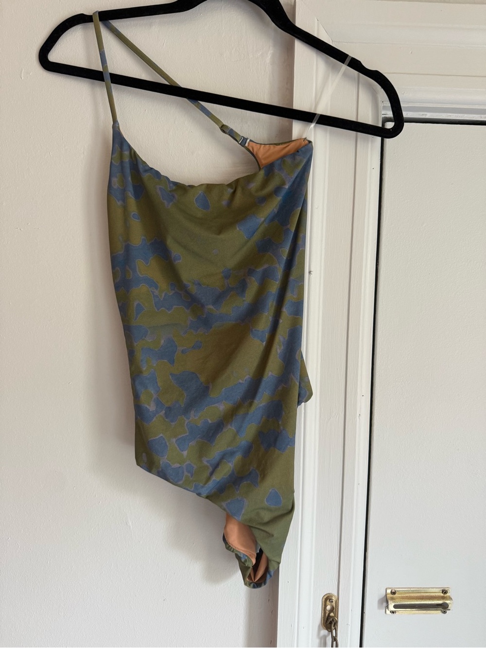 Oasis Olive & Slate Blue Asymmetric One-Piece Swimsuit